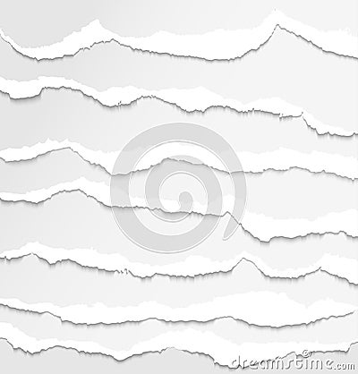 Collection of white torn paper Vector Illustration