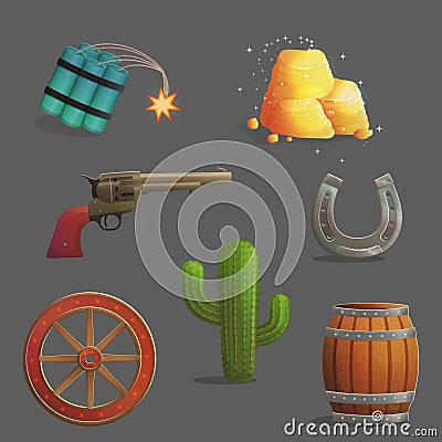 Wild west accessories collection Vector Illustration