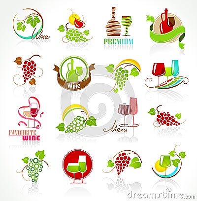 Collection of wine icons Vector Illustration