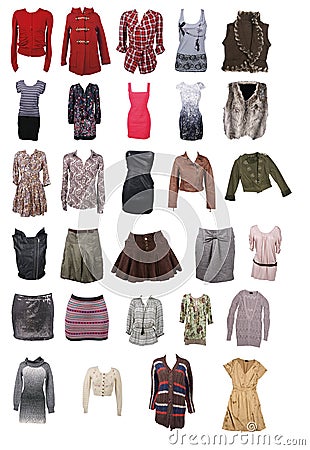 Collection of woman clothing Stock Photo