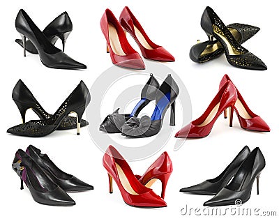 Collection of woman shoes Stock Photo