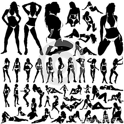 Collection of women in bikini vector Vector Illustration