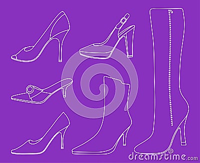 Collection of women shoes Vector Illustration