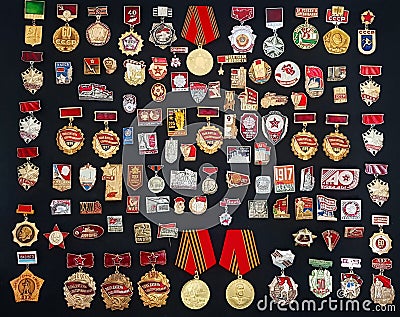 Collection of World War II Soviet medals Stock Photo