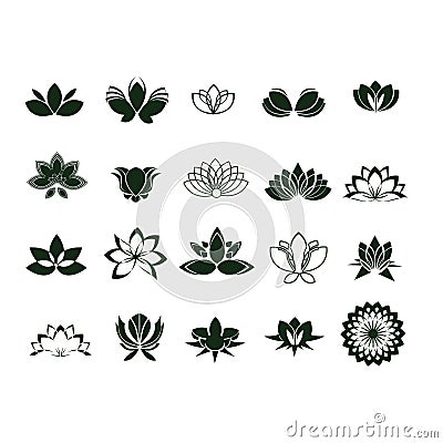 Collection of yoga symbols. Vector illustration decorative background design Cartoon Illustration