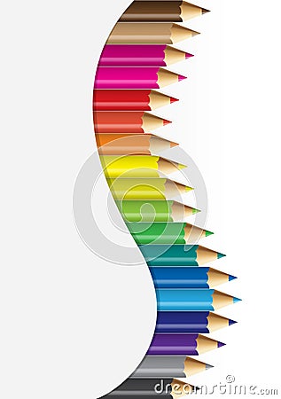 Collections of colour pencils in curved concept Vector Illustration