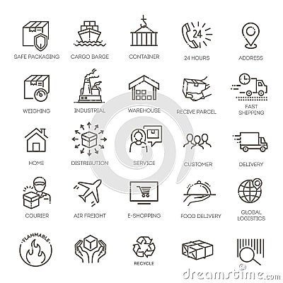 Icons as Priority Shipping, Express Delivery, Tracking Order and more Vector Illustration