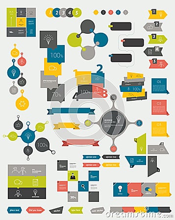 Collections of info graphics flat design diagrams. Vector Illustration