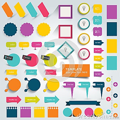 Collections of info graphics flat design elements. Vector Illustration