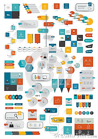 Collections of infographics flat design template. Vector Illustration