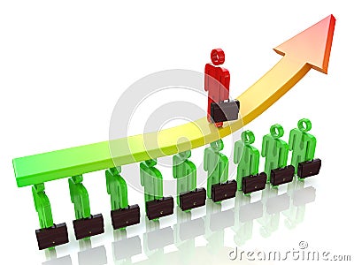 Collective success led by the leader Stock Photo