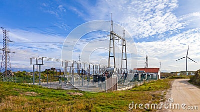 Collector Substation for a wind farm Stock Photo