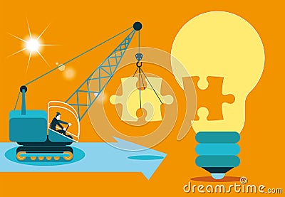 Collects the idea of puzzles. Business metaphor Vector Illustration