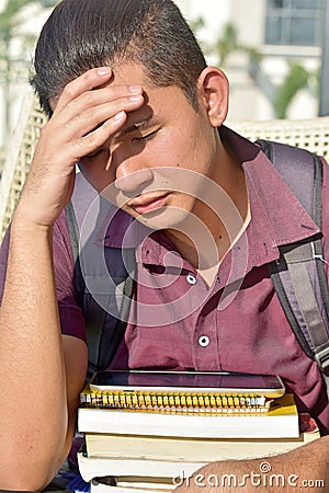 College Asian Student And Disappointment Stock Photo