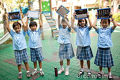 In a college in Bangkok, school children learn to film and make Editorial Stock Photo
