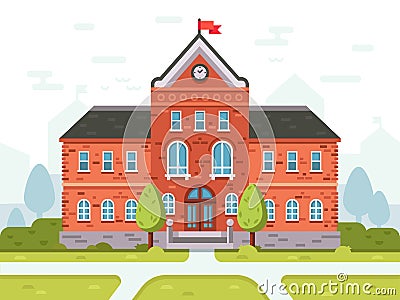 College campus for students or university building. Student house entrance vector illustration Vector Illustration