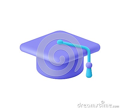 College cap, graduation cap, mortar board. Vector Illustration