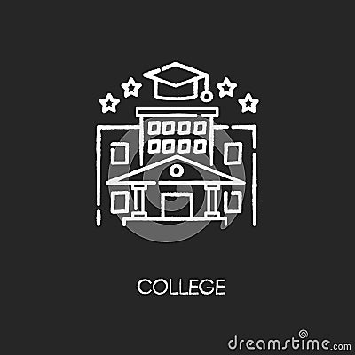 College chalk white icon on black background Vector Illustration