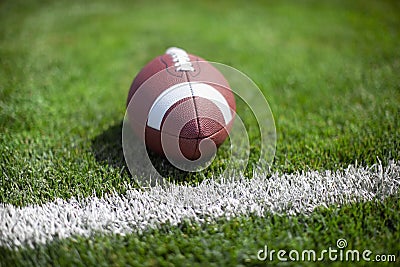 College football at goal with defocused background Stock Photo