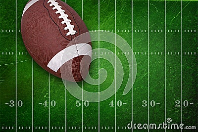 College football on textured field backgrou Stock Photo