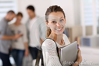 College girl going to class Stock Photo