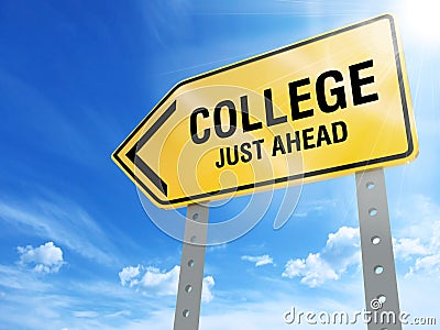 College just ahead sign Stock Photo