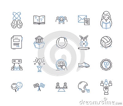 College sport outline icons collection. Athletics, Football, Basketball, Soccer, Baseball, Softball, Cross Country Vector Illustration