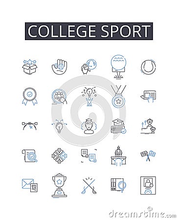 College sport line icons collection. Athletics, Varsity sports, Intramurals, Intercollegiate sports, Team sports Vector Illustration
