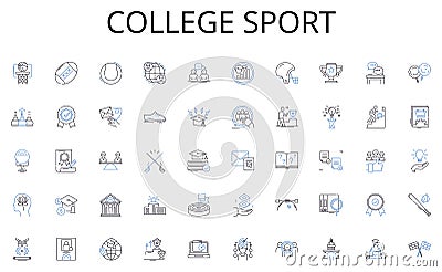 College sport line icons collection. Cozy, Fireside, Snowy, Retreat, Solitude, Serenity, Relaxation vector and linear Vector Illustration