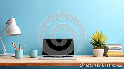 College student desk ai generated laptop template Stock Photo