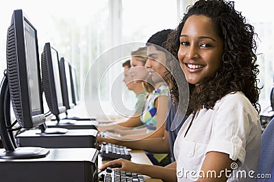 College students in a computer lab Stock Photo