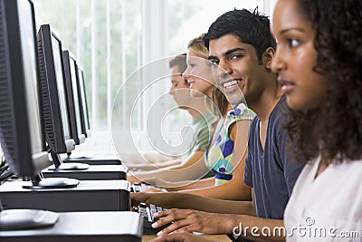 College students in a computer lab Stock Photo