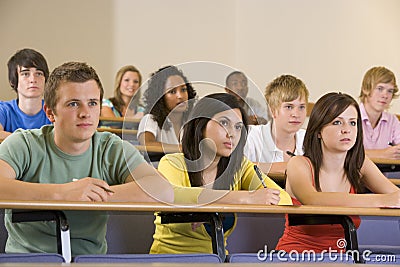 College students listening to a university lecture Stock Photo