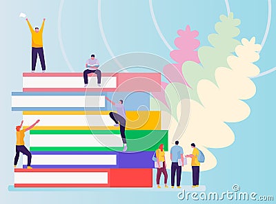 College and university students, researchers and professors studying together, education and research concept. Vector illustration Vector Illustration