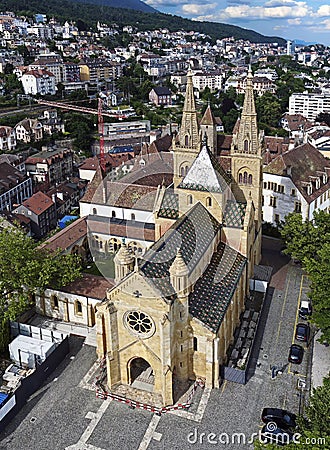 Collegial church in Neuchatel 4 Stock Photo