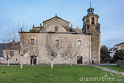 The collegiate church of Santa MarÃ­a del Cluniaco, Coruniego or CruÃ±ego located in the town of Villafranca del Bierzo Stock Photo