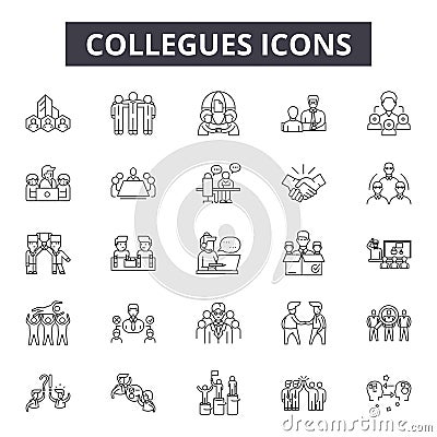Collegues line icons, signs, vector set, outline illustration concept Vector Illustration