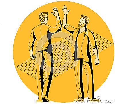 Collegues people giving high five Vector Illustration