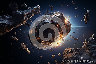 Science earth space comet universe asteroid explosion planet meteor astronomy orbit star meteorite Stock Photo