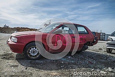 Collision damaged car Editorial Stock Photo