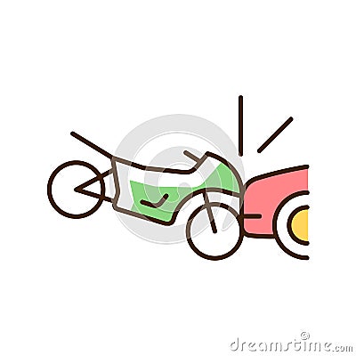 Collision with motorcycle RGB color icon Vector Illustration