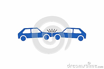 Collision of two cars Cartoon Illustration