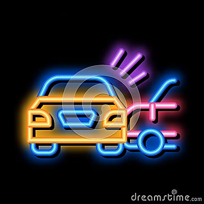 collision of two cars neon glow icon illustration Vector Illustration