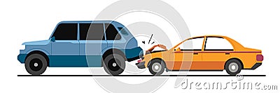 Traffic collision, traffic accident with damaged vehicles vector Vector Illustration