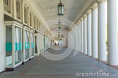 collonades of the Wiesbaden theater in white with shadow Stock Photo