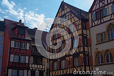 Colmar Vivid Medieval Houses Stock Photo