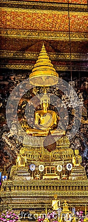 Golden Buddha Phra Ubosot Ordination Hall Wat Pho Bangkok Thailand Stock Photo