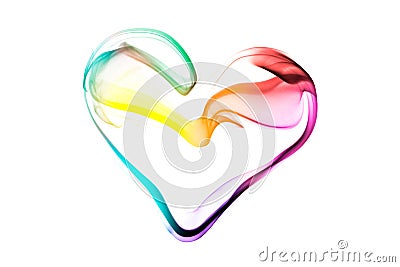 Coloful heart made of smoke isolated on white background Stock Photo