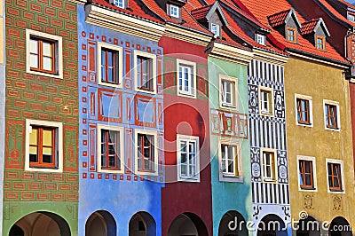 Coloful houses of Poznan Stock Photo