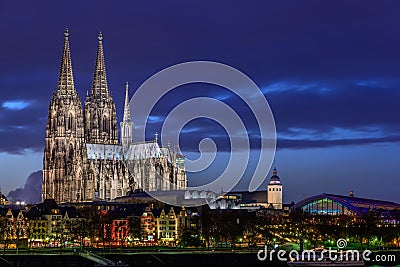 Cologne Cathedral at dusk Stock Photo